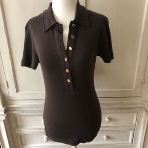 Tory Burch Polo Shirt with Gold Logo Buttons